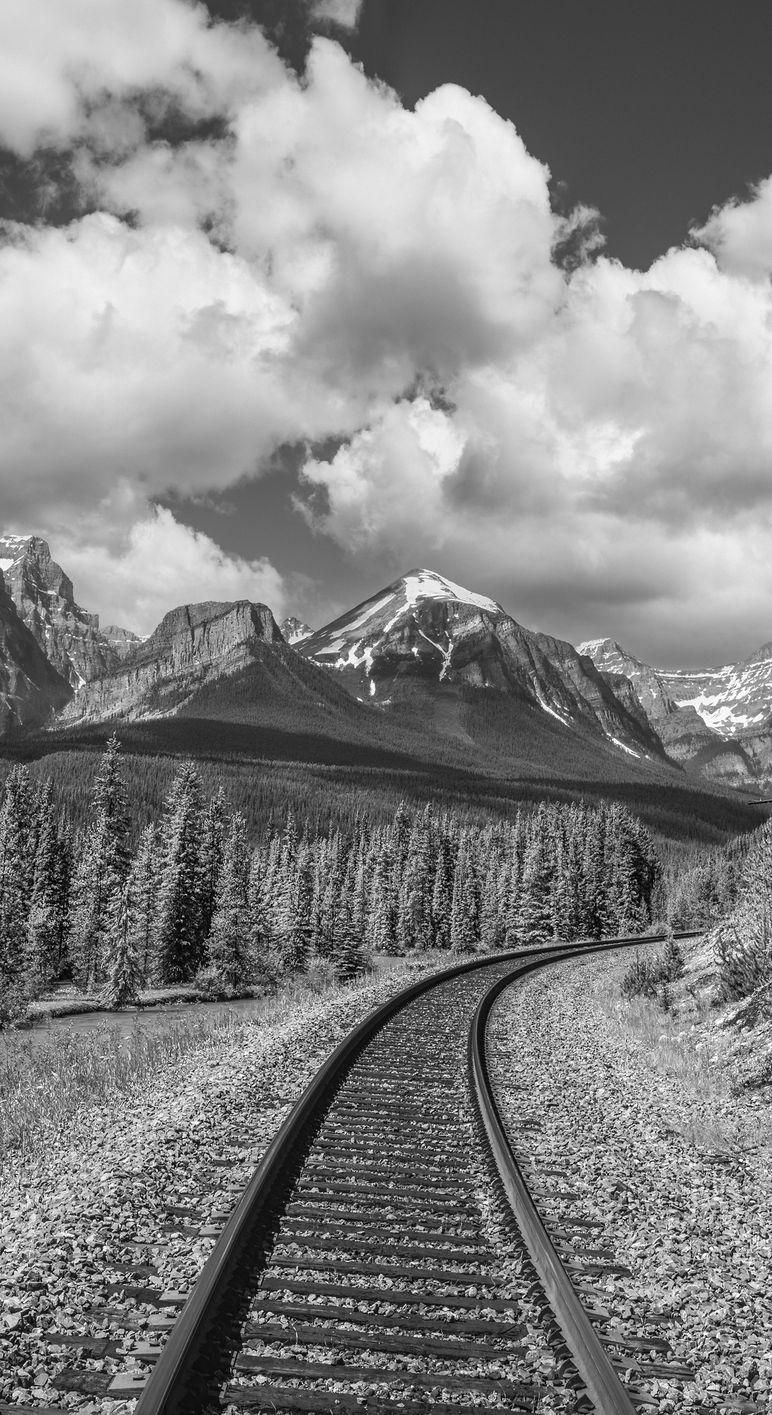 Railroad Tracks, Banff National Park, Alberta, Canada (40466_bw)