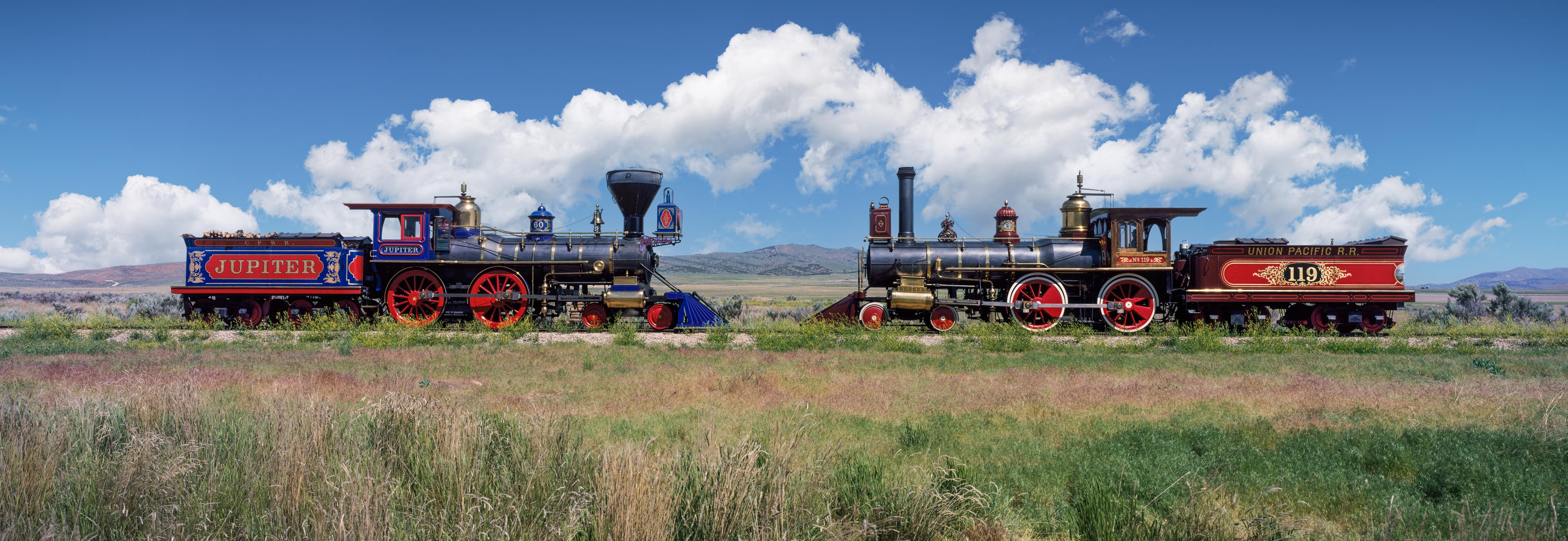 Locomotives Jupiter and 119, Golden Spike National Monument, Utah, USA